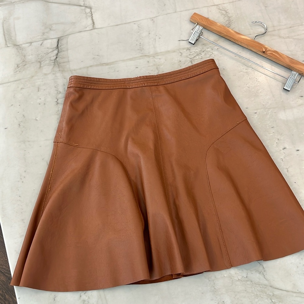 Rebecca Taylor faux brown leather skirt